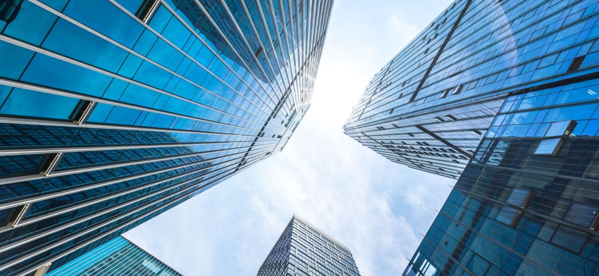 up view of modern office building