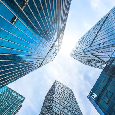 up view of modern office building