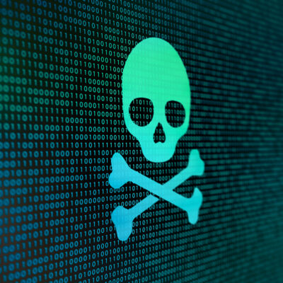 Computer Virus Skull and Crossbones  Warning