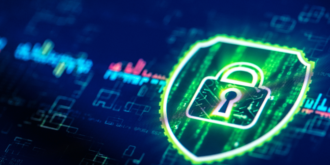 Visual representation of WordPress security solutions featuring a glowing green lock and shield icon over a digital background, symbolizing website protection and cybersecurity.