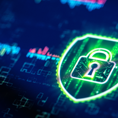 Visual representation of WordPress security solutions featuring a glowing green lock and shield icon over a digital background, symbolizing website protection and cybersecurity.